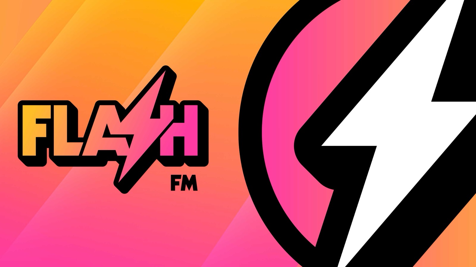 Flash FM radio station logo with a lightning bolt, official