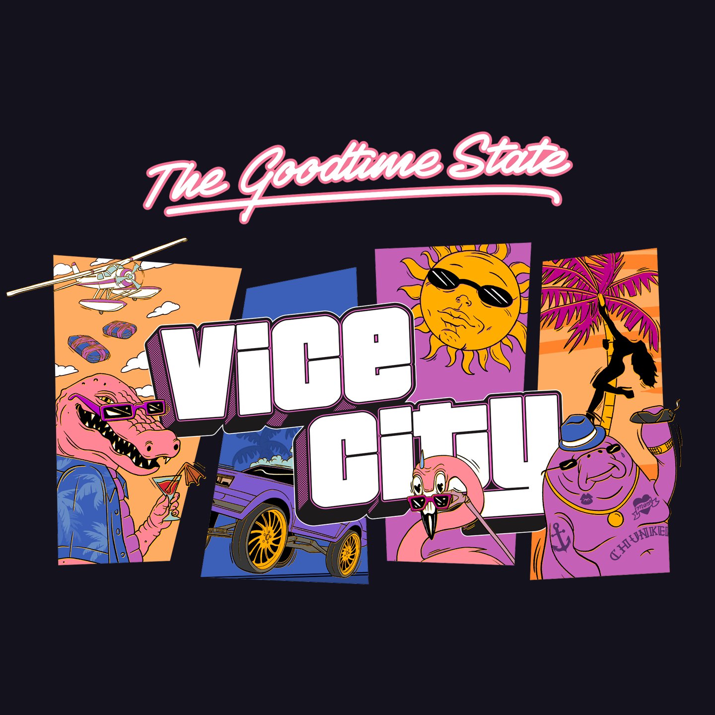 The Goodtime State, Vice City Collection, with Macca the Gator.