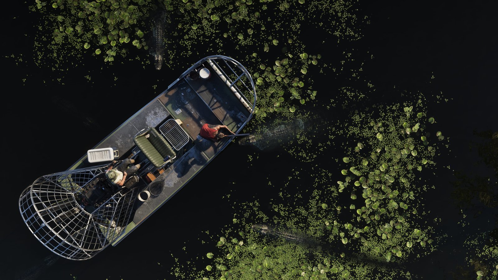 An airboat cutting a line through the Grassrivers wetlands.